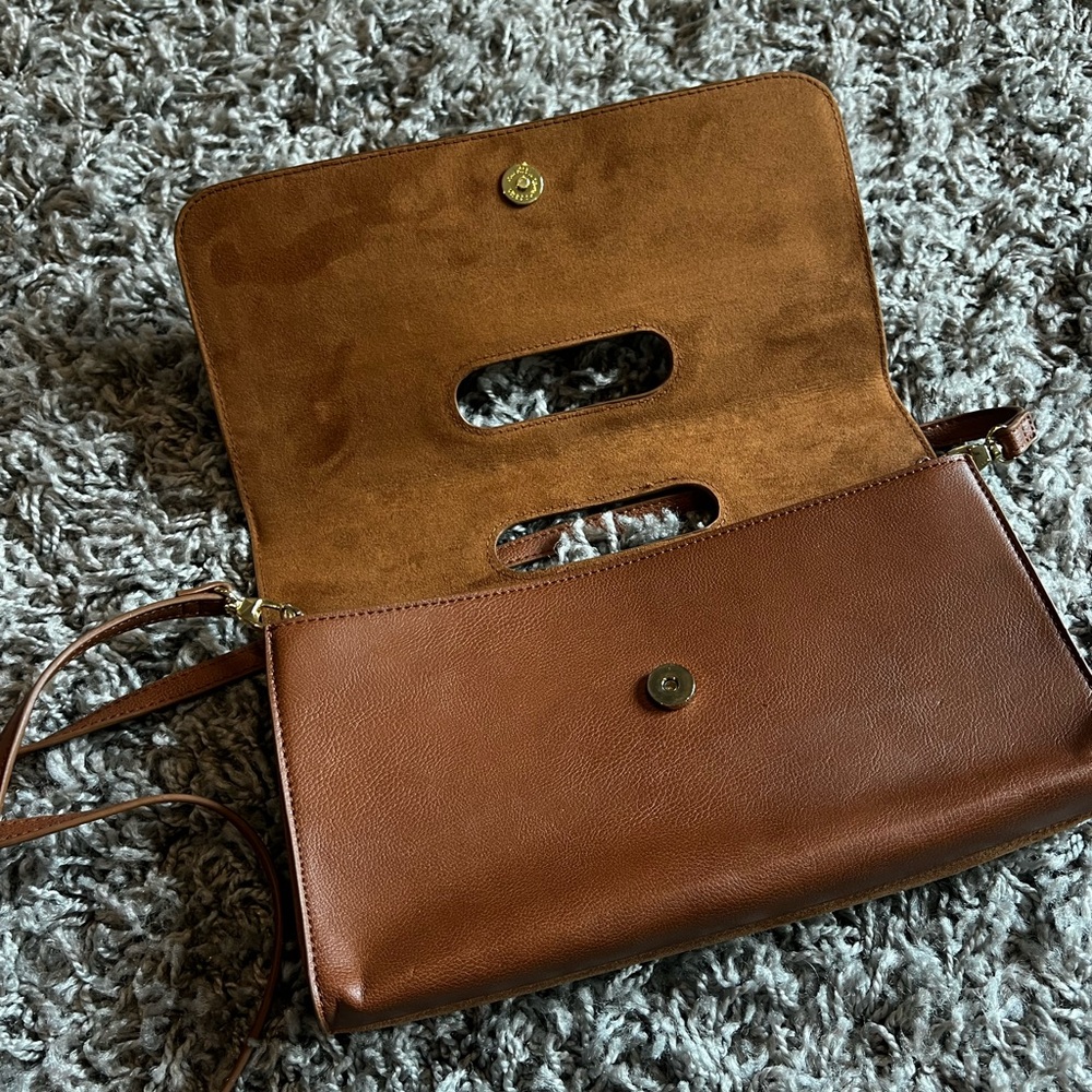 White House Black Market Brown Crossbody Bag with Suede Accents - Picture 3 of 8